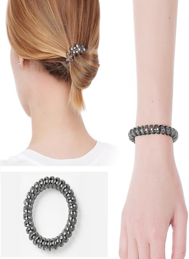 Toros.Store Set of 6 Bridesmaid Gifts Spiral Hair Ties on a Proposal Card - Phone Cord Hair Tie for Bridal Shower, Bachelorette Party Favors, Maid of Honor and Bridesmaid Proposal Gift (Dark Silver) - Image 5
